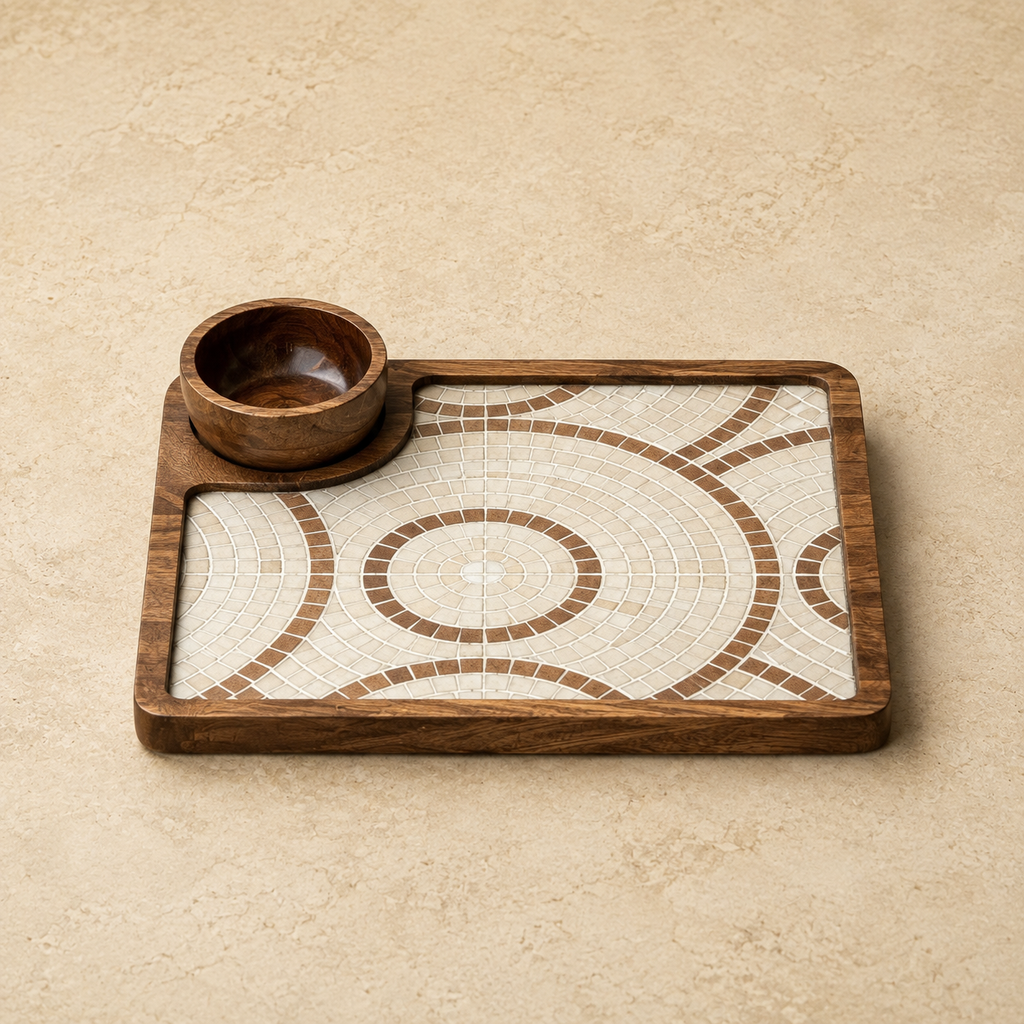 Shahi Mosaic Platter - Detachable Dip Bowl