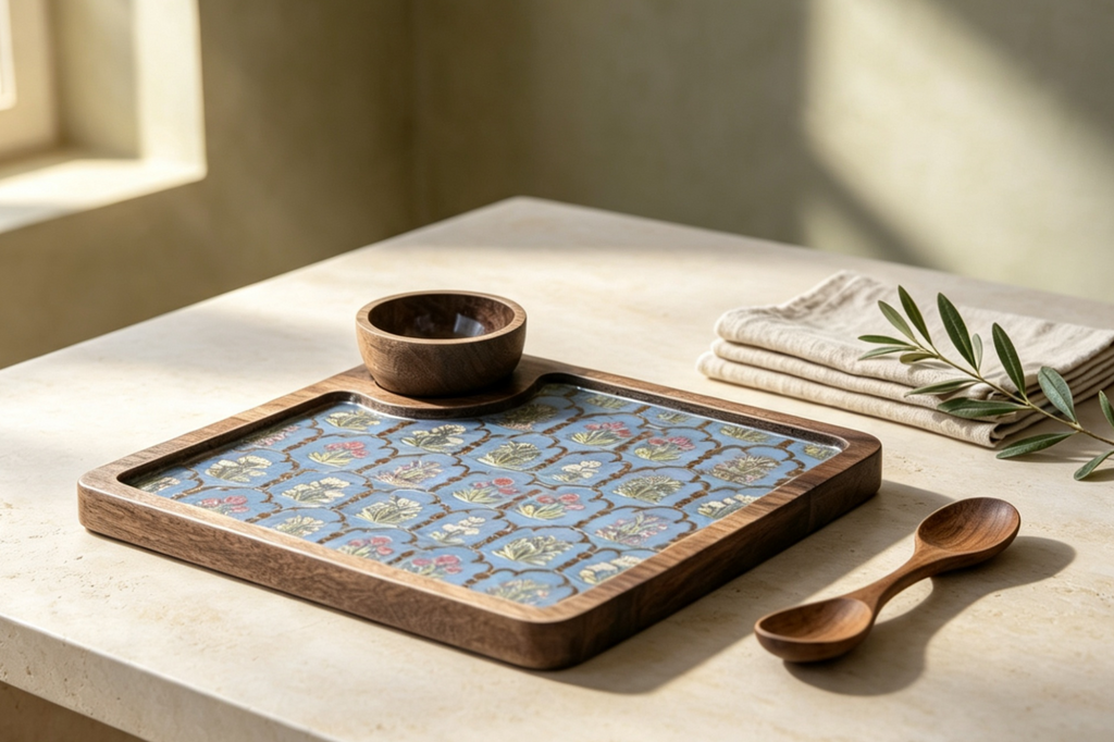 Heritage Mosaic Platter - Detachable Dip Bowl